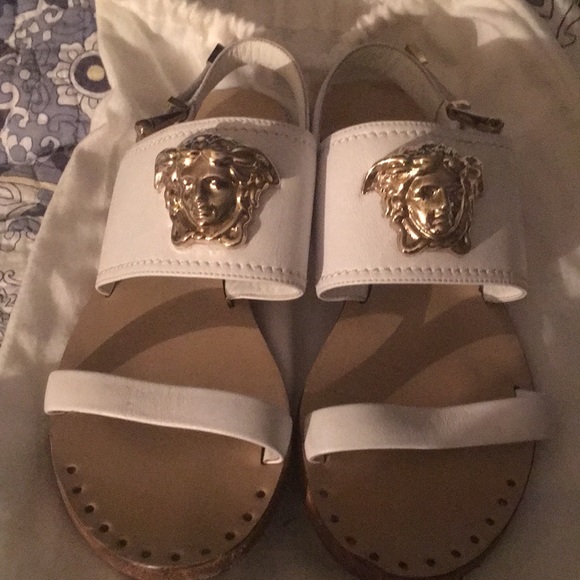 Versace Shoes - Versace White and Gold Sandals